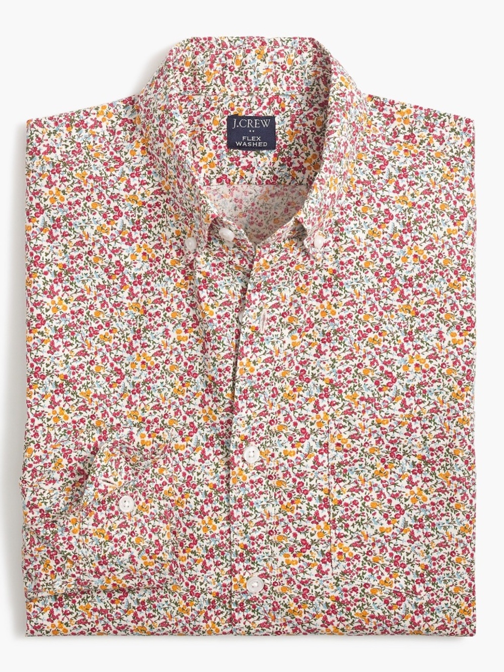 J. Crew Factory Floral Slim-Fit Flex Washed Button Down Shirt